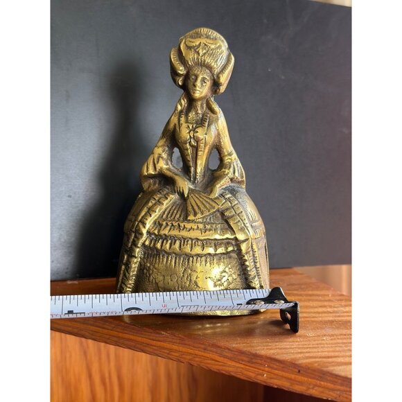 Vintage Brass Victorian Lady Doll Shape figure Rare unique Hand Casted Bell 5” - Picture 3 of 7